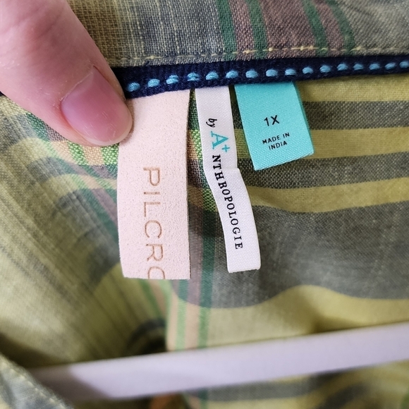 Pilcro and the Letterpress Green Plaid Short Sleeve Top - Picture 6 of 8